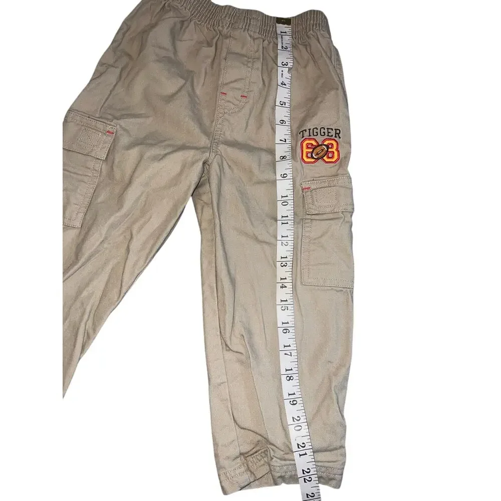 Vintage Disney Kids Tigger football pull on cargo pants tan size 4T 90s